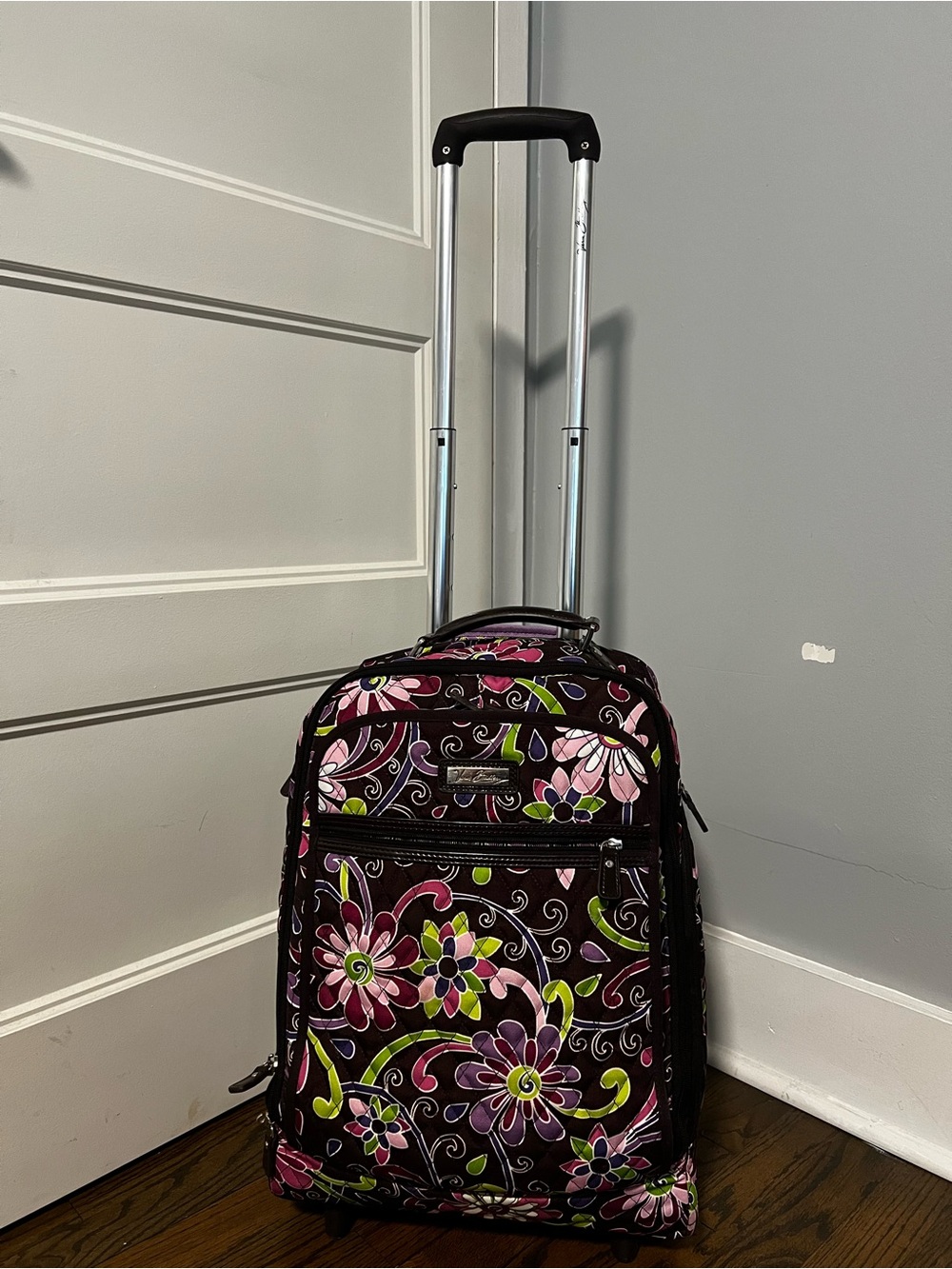 Kids Vera Bradley Floral Rolling Suitcase- Pink & Black, Carry-On size